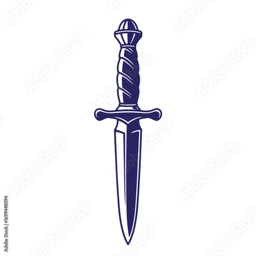 Vintage illustration of a detailed dagger isolated on a clean white background
