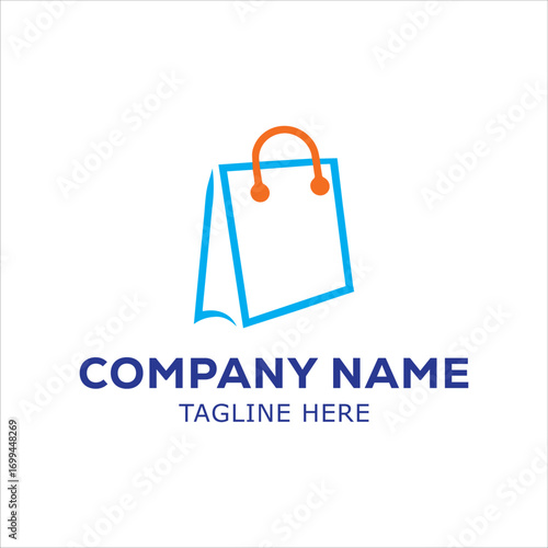 Shopping bag logo design, e-commerce branding identity, modern retail store emblem, professional minimalist vector template
