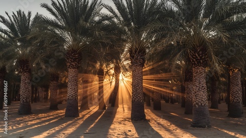 Golden Sunlight Over a Grove of Date Palms