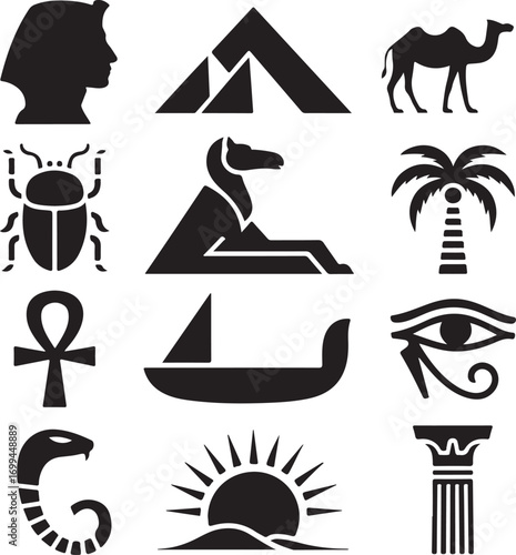 Egyptian Hieroglyphs and Symbols Silhouette Collection Keywords: egypt, ancient egypt, pharaoh