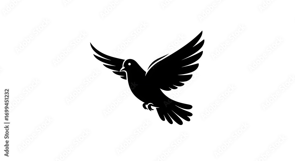 Obraz premium A stylized line art vector of a dove with elegant curves and flowing wings, centered on a clean white background 
