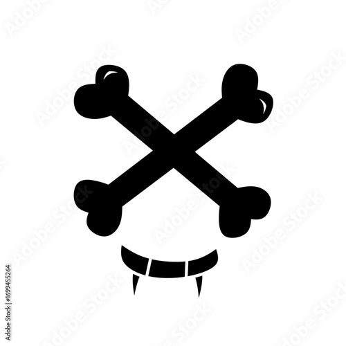 Simple Flat Crossbones Vampire Skull Icon Design Illustration Graphic Element