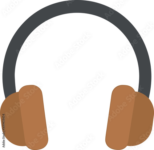 Simple Flat Style Headphone with Brown Ear Cups and Gray Headband