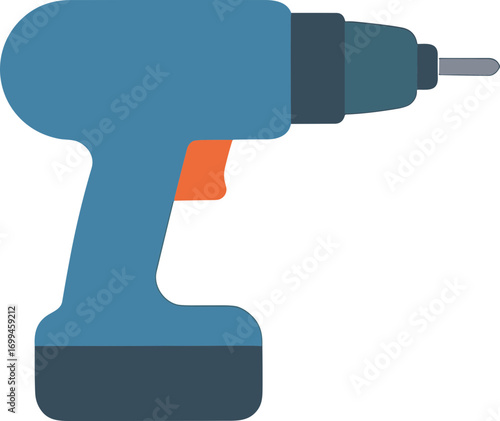 Flat Style Illustration of a Cordless Electric Drill Icon Graphic