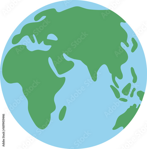 Simple Flat Style World Earth Globe Map Continent Illustration