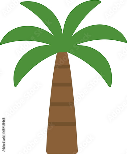 Flat Style Simple Coconut Tree Illustration for Graphic Design Element