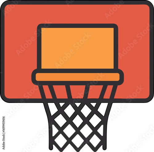 Flat Style Basketball Hoop Graphic Element for Sport and Recreation