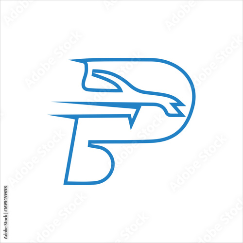 Modern letter P logo design, abstract speed or bird motion icon, business corporate branding identity, creative minimalist vector symbol, professional logo template