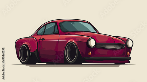 Vintage red car illustration