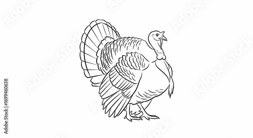Thanksgiving Turkey Drawing Sketch Illustration.