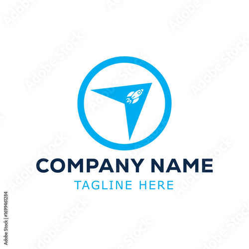 Modern arrow logo design, circular direction icon, business corporate branding identity, navigation symbol, minimalist tech vector, professional company template