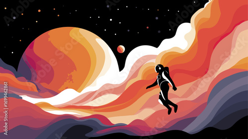 Astronaut floating in outer space