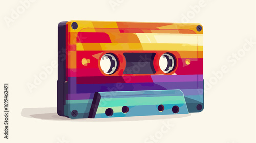 Colorful retro cassette tape design