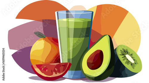 Fruit smoothie ingredients illustration