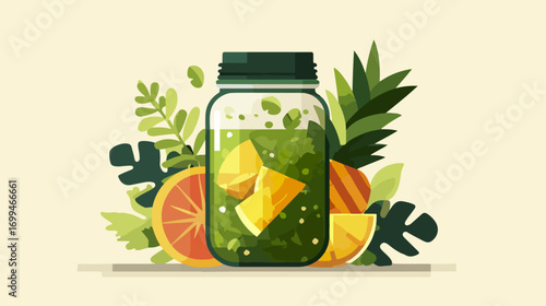 Fruit smoothie in glass jar