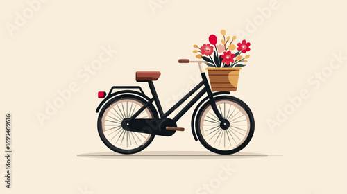 Bicycle with flowers in basket