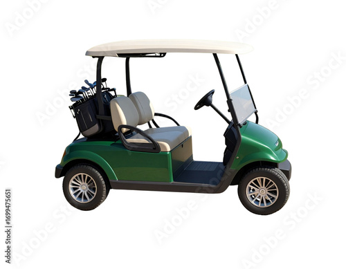 Stylish Golf Cart with Clubs in Minimal Studio Setting