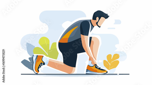 Person tying shoe outdoors