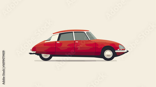 Vintage red car illustration