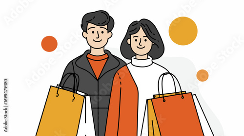 Couple shopping with bags