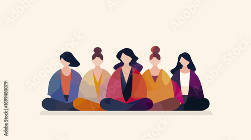 Diverse group of women sitting calmly