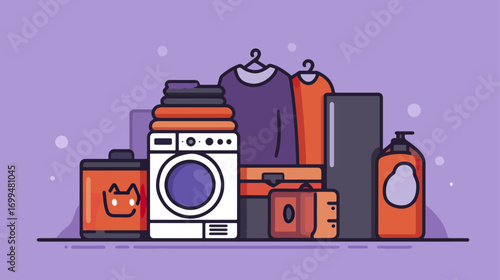 Laundry day items flat design