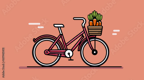 Red bicycle with carrots