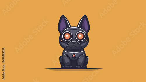 Cute black robotic dog illustration