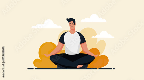 Man meditating in peaceful setting