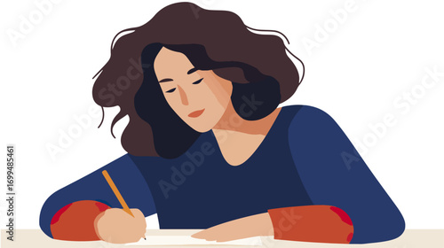 Woman writing at desk