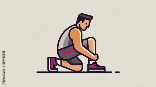 Man tying shoe illustration