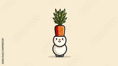Cute snowman with carrot plant