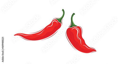 Spicy red chili peppers close up texture detailed illustration organic food ingredient visual