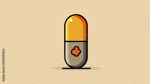Orange medicine capsule icon