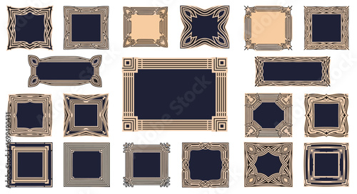 Collection of ornate vintage decorative borders and frames for graphic design projects
