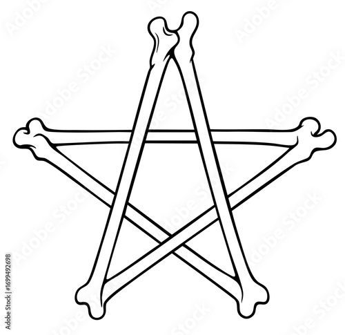 Occult pentagram made of human bones, ritual, sacrifice