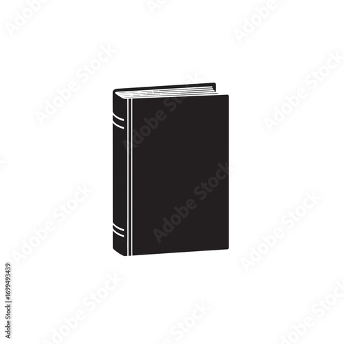 Simple black silhouette of a hardcover book