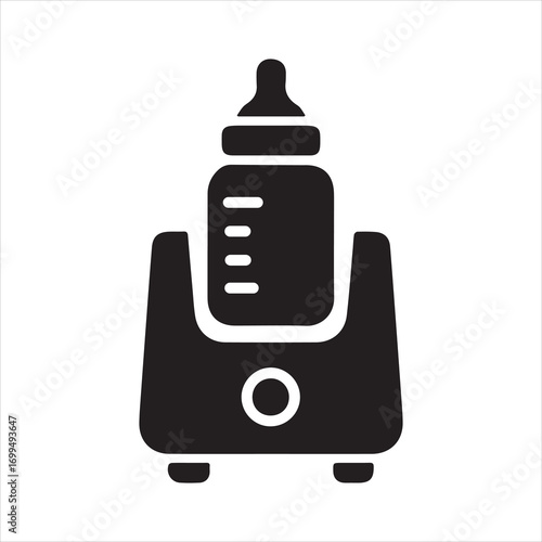 Baby Bottle Warmer icon silhouette vector with white background