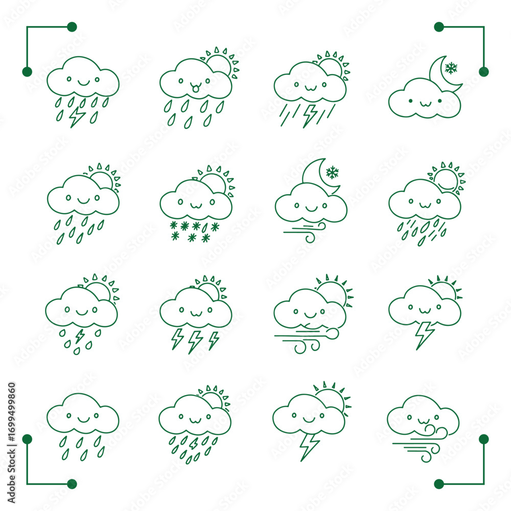 Fototapeta premium cute weather icons set.
