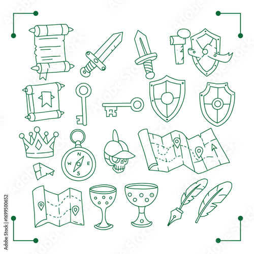 Fantasy Adventure Game Icons Collection.