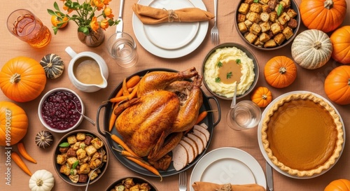 Fototapeta Naklejka Na Ścianę i Meble -  Thanksgiving Family Feast Party