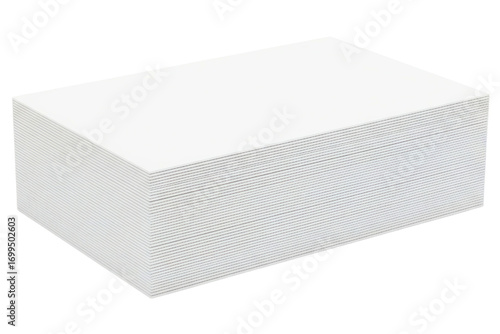 Stack of blank white business cards for a corporate mockup isolated on a transparent background
