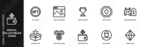 Digital Collectibles Line Icon Set