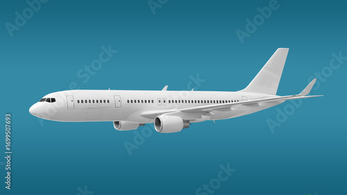 Wallpaper Mural White Two-Engine Passenger Jet Plane Flying High in the Sky side view Torontodigital.ca