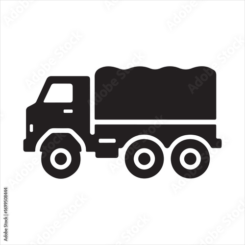 Army Truck icon silhouette vector with white background