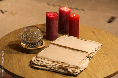 Spell book with crystal bal...
