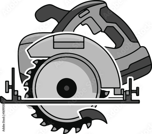 Circular Saw Vector Illustration Simple Grayscale Modern Style
