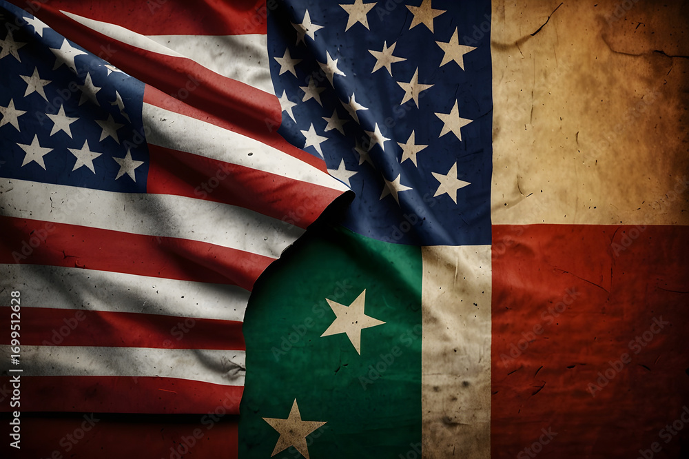 Fototapeta premium A fist divides the american flag, symbolizing political division in the usa