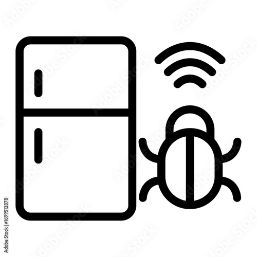Smart Refrigerator Line Icon of Connected Appliances Icon Set