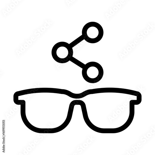 AR Social Sharing Line Icon of Augmented Reality Glasses Icon Set